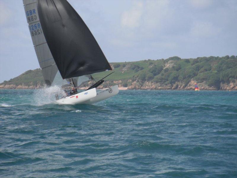 Channel Islands Hobie Cat Championships photo copyright Elaine Burgis taken at Royal Channel Islands Yacht Club and featuring the Formula 18 class