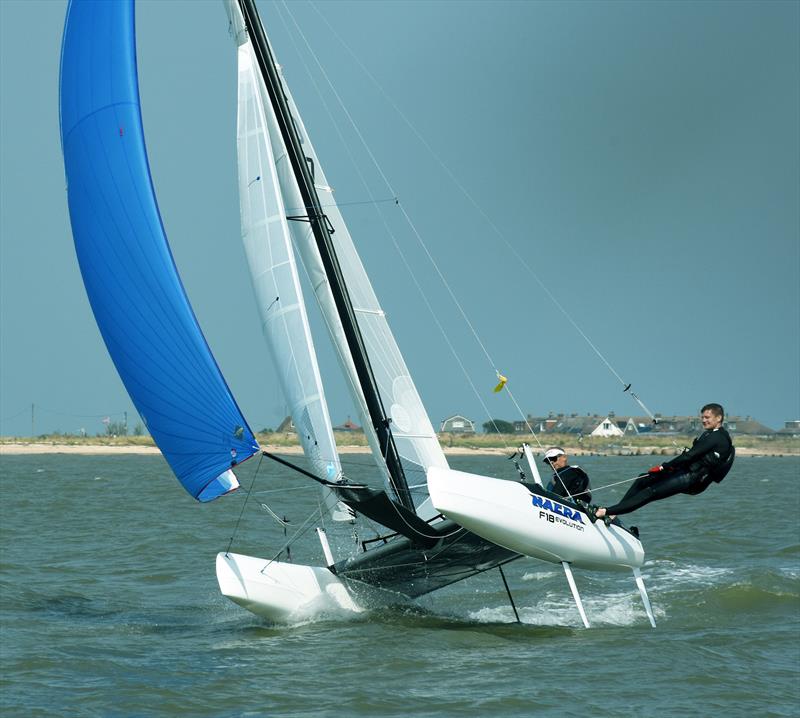 Isle of Sheppey race 2024 photo copyright Nick Champion / www.championmarinephotography.co.uk taken at Isle of Sheppey Sailing Club and featuring the Formula 18 class