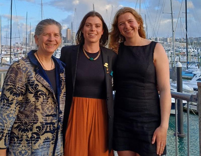  Becky Cashman (L) with Erica Dawson (centre) and Becky's daughter and sailor Helena Sanderson (R) at Yachting Excellence Awards November 2024 - photo © Goodbye.co.nz