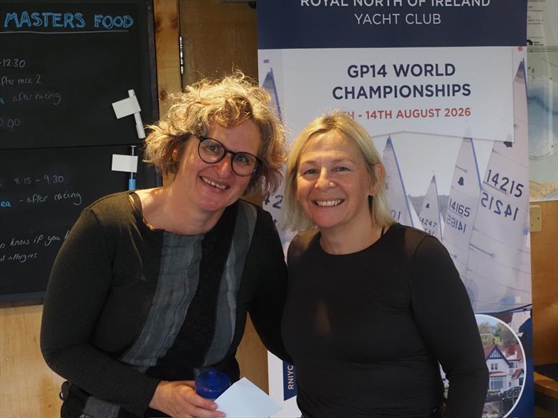 GP14 Masters Championship at Welsh Harp Prizegiving: Sarah Street with WHSC Commodore Liz Guest photo copyright Luke Howard, WHSC taken at Welsh Harp Sailing Club and featuring the GP14 class