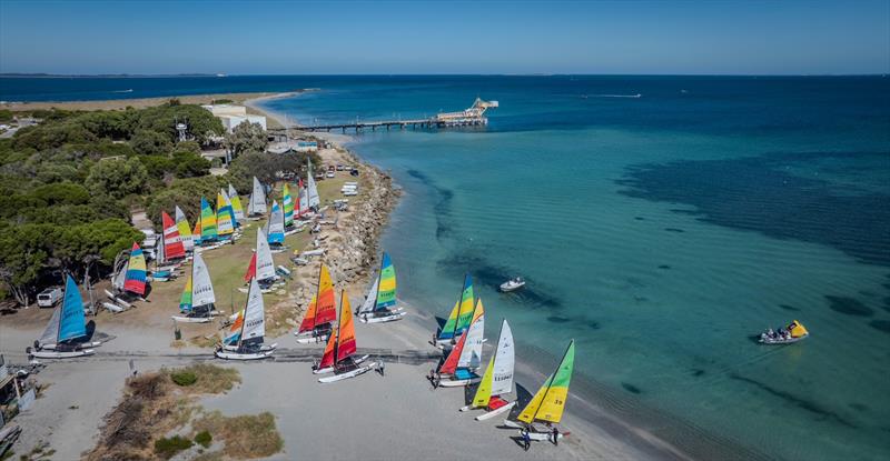 Fleet on beach - 49th WA Hobie 16 State Championships photo copyright Prodrone Worx taken at Jervoise Bay Sailing Club and featuring the Hobie 16 class