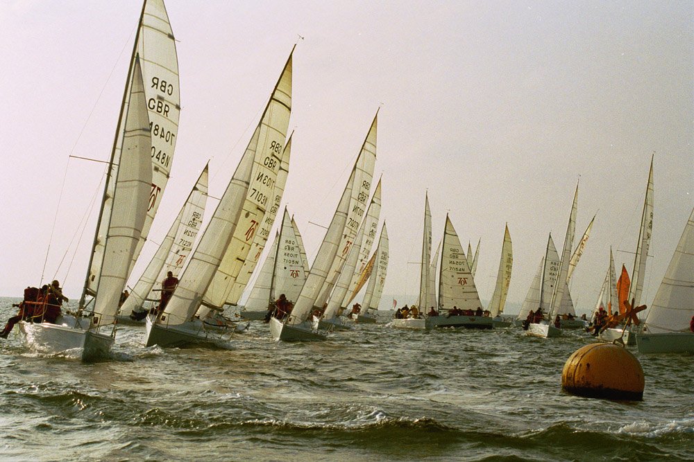 707's crowd in at the top mark on week 2 of the TYCO Hamble Winter Series photo copyright Eddie Mays taken at Hamble River Sailing Club and featuring the  class