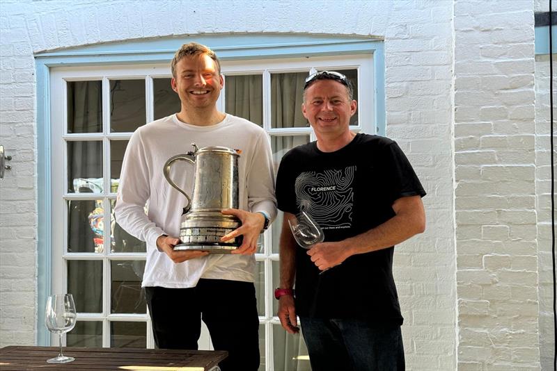 Glen Trusswell & Ed FitzGerald win the International 14 Gallon Trophy photo copyright Hugh Maclean taken at Itchenor Sailing Club and featuring the International 14 class