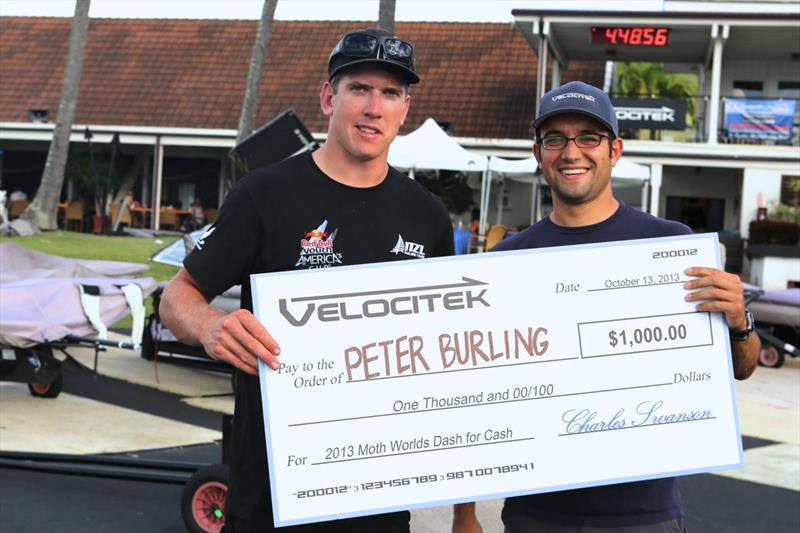 Peter Burling wins the Velocitek Dash For Cash at the 2013 McDougall + Maconaghy Moth Worlds - photo © Gretta Kruesi / www.grettakruesi.com