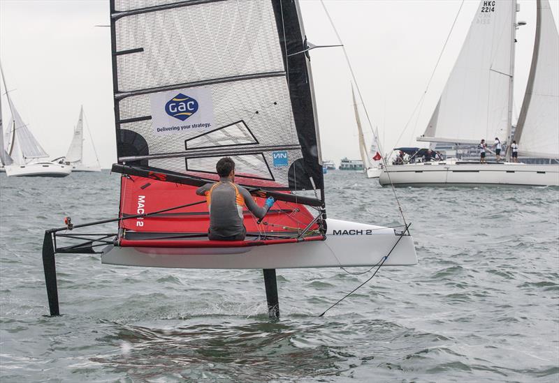 Marriott Rewards Around The Island Race photo copyright RHKYC / Guy Nowell taken at Royal Hong Kong Yacht Club and featuring the International Moth class