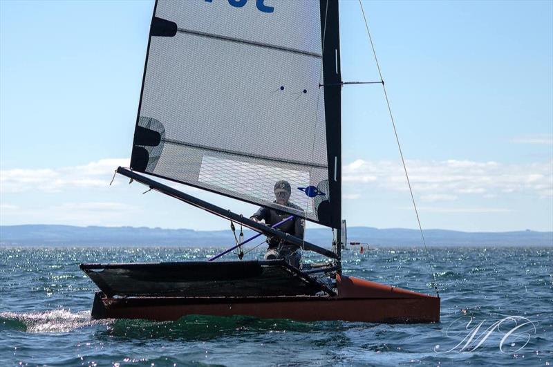 George testing the latest offering from Saturn Sails during the International Moth Lowriders Scottish Nationals at Largo Bay photo copyright Max Campbell taken at Largo Bay Sailing Club and featuring the International Moth class