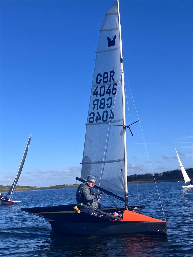 Mr W sporting a regular hat (and borrowed rigging) during the International Moth Lowriders `Burton Rinse Cycle` Inlands photo copyright Paul Kelly taken at Burton Sailing Club and featuring the International Moth class