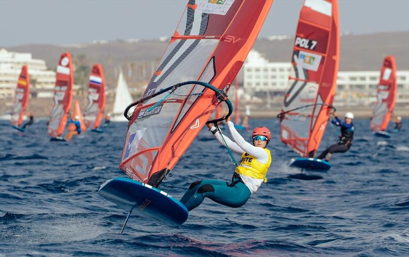 Sharon Kantor, leader - Lanzarote iQFOiL Games Final Series day 1 - photo © Sailing Energy / Marina Rubicón