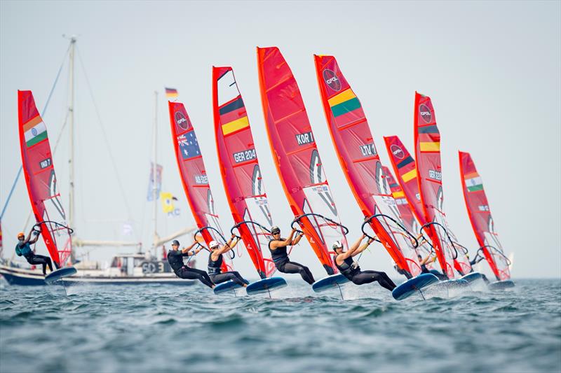 The sailors of the spectacular iQFOiL class fly over the Kiel Fjord - photo © Sascha Klahn