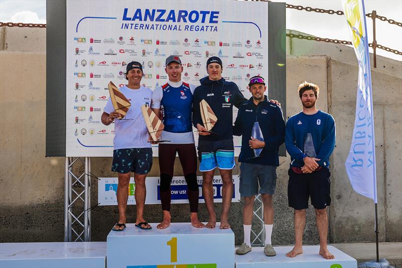 2025 iQFOiL International Games in Lanzarote men's podium - photo © Sailing Energy / iQFOiL Class