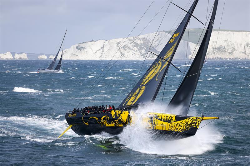 The supermaxi Skorpios, the largest yacht in the Rolex Fastnet Race, encounters steep waves as she enters the English Channel - photo © Carlo Borlenghi / Rolex