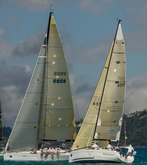 IRC Racing's Flying Cloud crosses in front of Brilliant Pearl on day 6 of Airlie Beach Race Week photo copyright Shirley Wodson taken at Whitsunday Sailing Club and featuring the IRC class