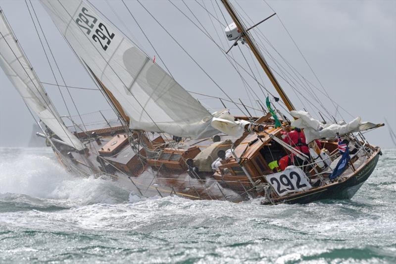 Eighty-four year-old Fred Shepherd yawl Amokura (GBR), skippered by Paul Moxon is by far the longest boat in IRC Four  - photo © Rick Tomlinson / www.rick-tomlinson.com