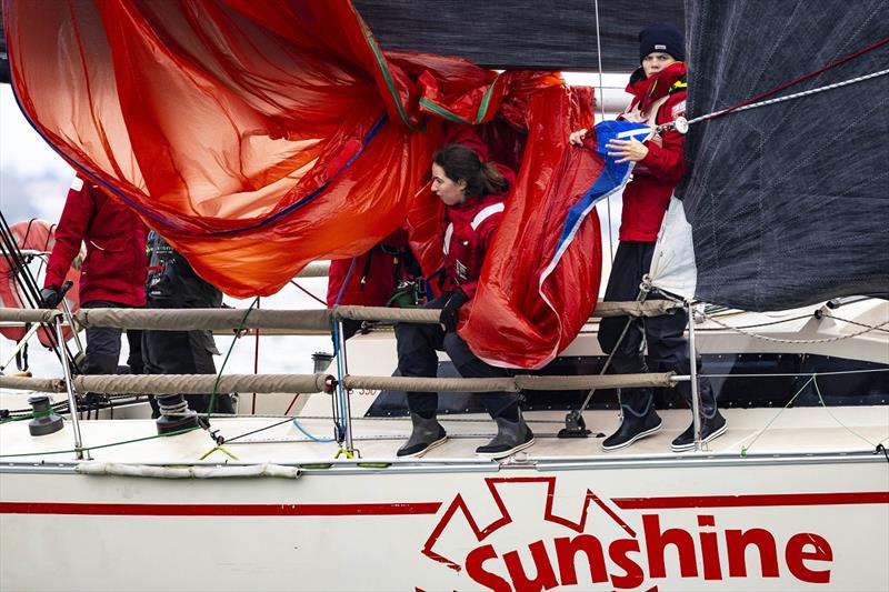 Tyndelle Bleakley on bow of Sunshine during the Australian Women's Keelboat Regatta 2024 photo copyright Andrea Francolini / AWKR taken at Royal Melbourne Yacht Squadron and featuring the IRC class