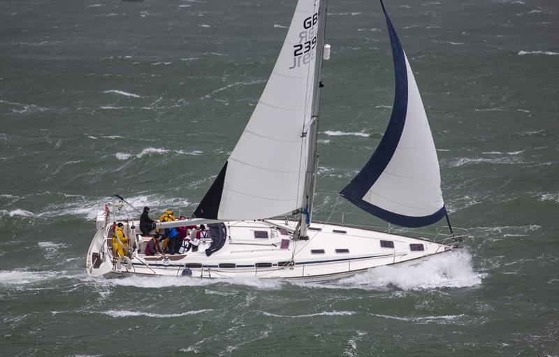 Strong winds during the 2024 Round the Island Race as the fleet pass Hurst Castle - photo © Martin Augustus / www.sailingimages.co.uk