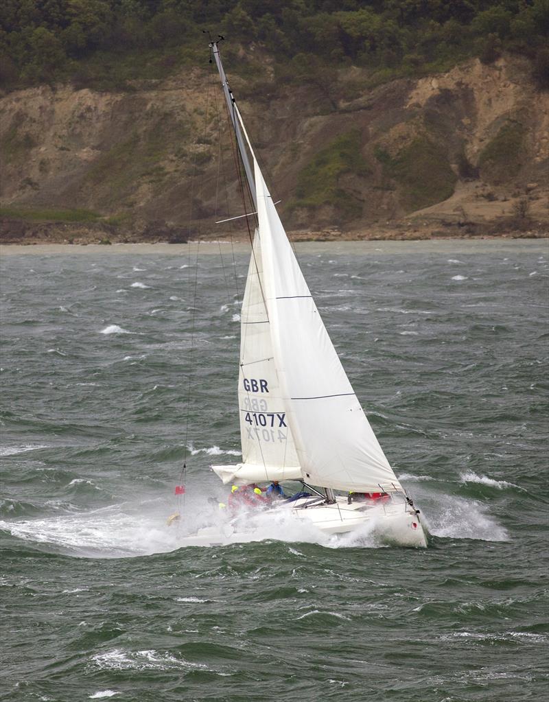 Strong winds during the 2024 Round the Island Race as the fleet pass Hurst Castle - photo © Martin Augustus / www.sailingimages.co.uk