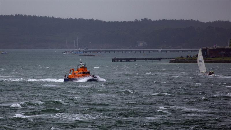 Strong winds during the 2024 Round the Island Race as the fleet pass Hurst Castle - photo © Martin Augustus / www.sailingimages.co.uk