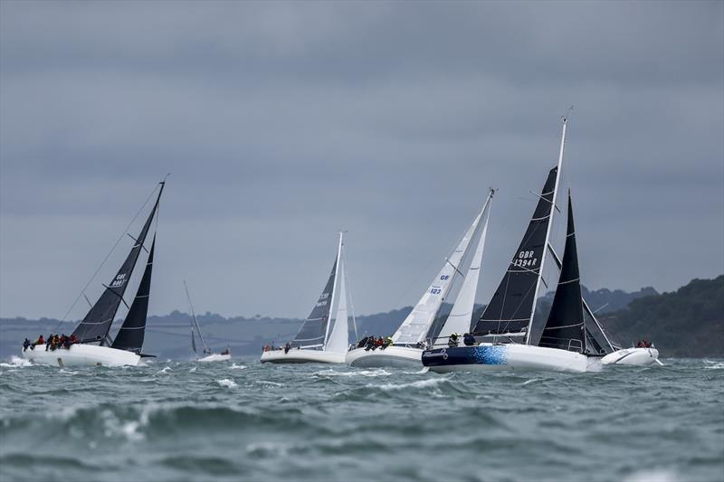 Sun Fast 3300 Zephyr (right) at the start of the 2024 Cowes Dinard St Malo Race - IRC European Double Handed Championship - photo © Paul Wyeth / RORC