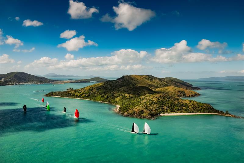 Hamilton Island Race Week Division Blue passing Dent Island - photo © Salty Dingo