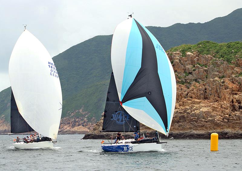 Close finish for Dexter (left) and Juice. UK Sailmakers Typhoon Series 2024 - photo © Fragrant Harbour