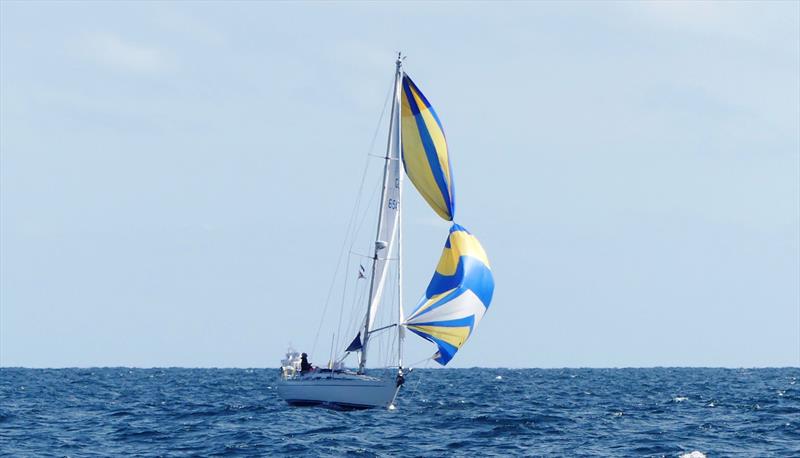 Knight Star's twist approaching the Banchenou during the Waller-Harris Two-handed Triangle Race photo copyright Bill Harris taken at Royal Channel Islands Yacht Club and featuring the IRC class