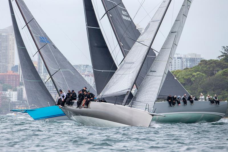 Caro, No Limit & Antipodes (front to back) tacking out to the Heads - Bird Island Race  - photo © Ashey Dart