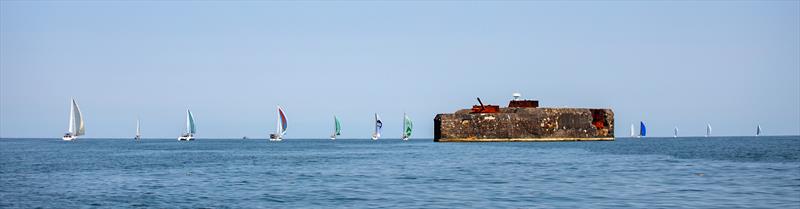 Sailors round the historic mark Fort Drum, providing a striking backdrop to  the race. | BPI Corregidor Cup 2024 - photo © Guy Nowell