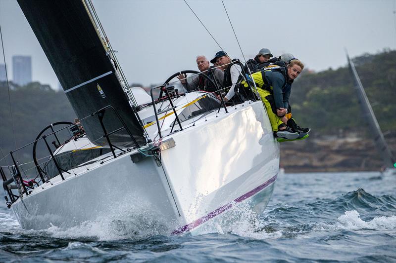 Bacchanal's crew hiking hard in Sydney Harbour - photo © CYCA | Ashley Dart