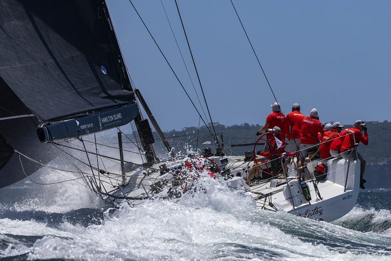 Wild Oats X powering through Sydney Harbour - 2024 One Circular Quay Australian Maxi Championship - photo © CYCA | Andrea Francolini