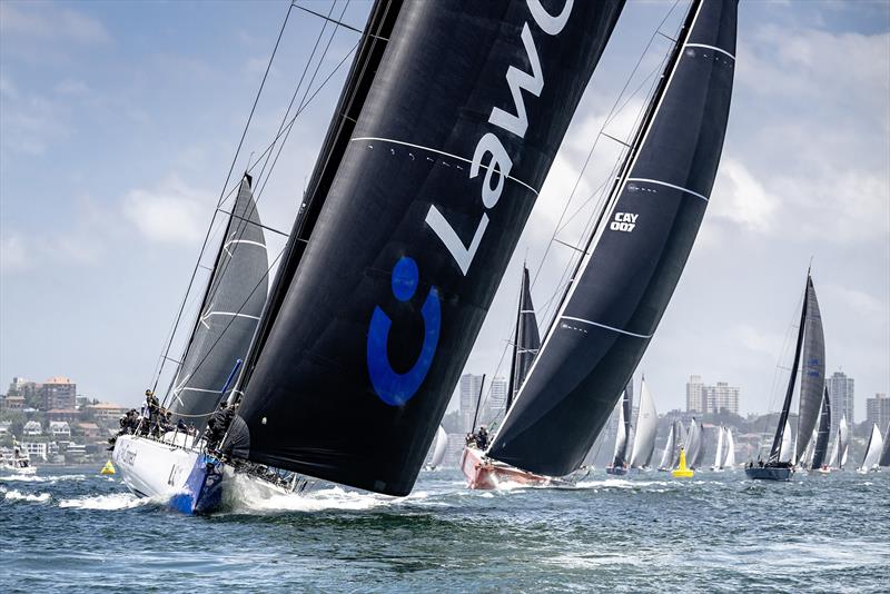 LawConnect and (Andoo) Comanche at the start of the 2023 Hobart photo copyright Rolex | Kurt Arrigo taken at Australian 18 Footers League and featuring the IRC class