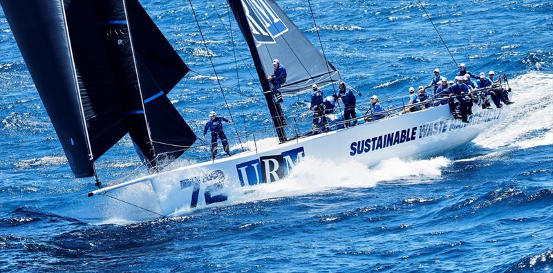 URM Group working on a few sail changes after passing through Sydney Heads photo copyright Carlo Borlenghi / ROLEX taken at Cruising Yacht Club of Australia and featuring the IRC class