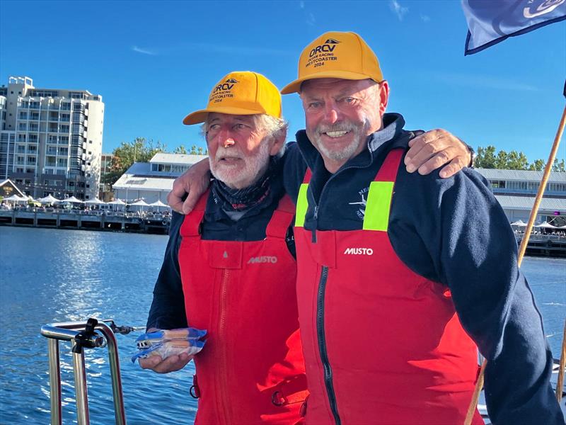 Experience shows with Peter (left) and Rod on Quest - 52nd Melbourne to Hobart Yacht Race photo copyright Jane Austin taken at Ocean Racing Club of Victoria and featuring the IRC class