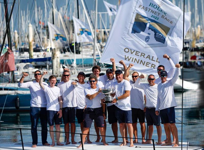 Winners of the Fastnet Challenge Cup in 2023 - Max Klink's Botin 52 Caro photo copyright Paul Wyeth / pwpictures.com taken at Royal Ocean Racing Club and featuring the IRC class