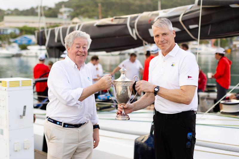 IMA Secretary General, Andrew McIrvine presents the IMA Transatlantic Trophy to Bryon Ehrhart - photo © Arthur Daniel / RORC