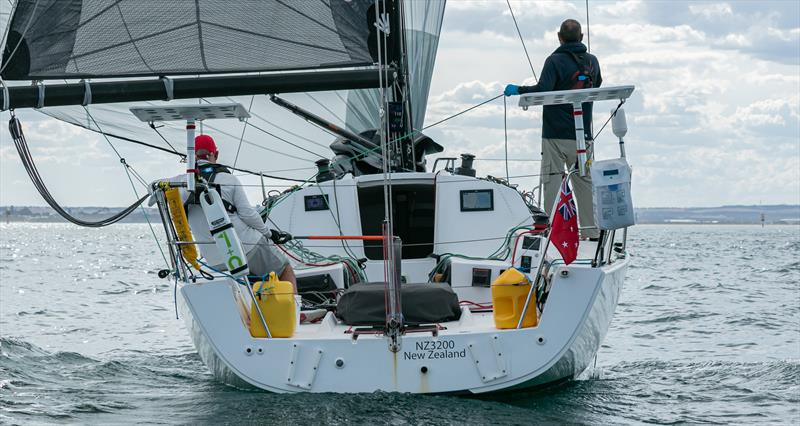 Alan Paris helms with Jon sail trimming as Learning to Fly starts - photo © Al Dillon