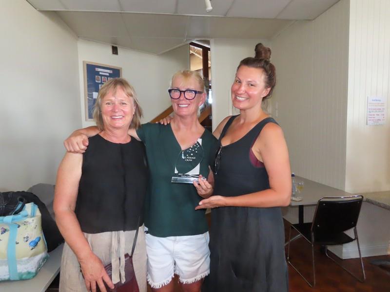 Marlay Point Overnight Race 2025 first women's crew (l-r) Susan Morwood, Sue Burke (skipper) and Sacha Koltun, sailing ‘Swallow' an Explorer 16 photo copyright Gippsland Lakes Yacht Club taken at Gippsland Lakes Yacht Club and featuring the IRC class