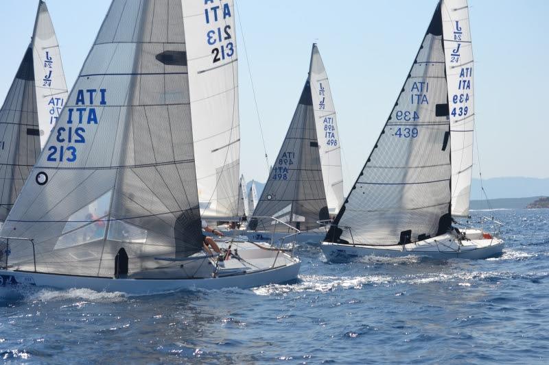 The J/24 fleet photo copyright Italian J/24 Class taken at Yacht Club Costa Smeralda and featuring the J/24 class