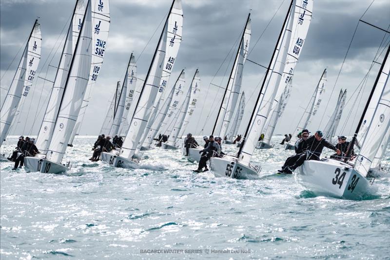 J/70 – forty-one teams contest the 9-race series - Bacardi Winter Series Event 2 photo copyright Hannah Lee Noll taken at Shake-A-Leg Miami and featuring the J70 class