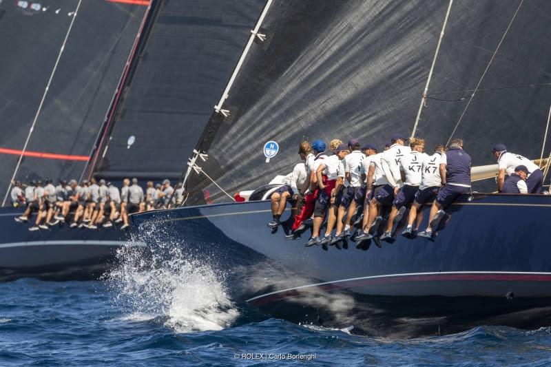 J Class yachts Svea and Velsheda, stars of a splendid duel at close quarters. Maxi Yacht Rolex Cup 2024 - photo © ROLEX / Carlo Borlenghi