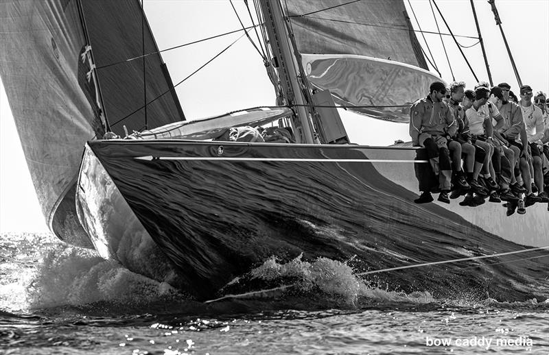 Powering north photo copyright Bow Caddy Media taken at Yacht Club Costa Smeralda and featuring the J Class class