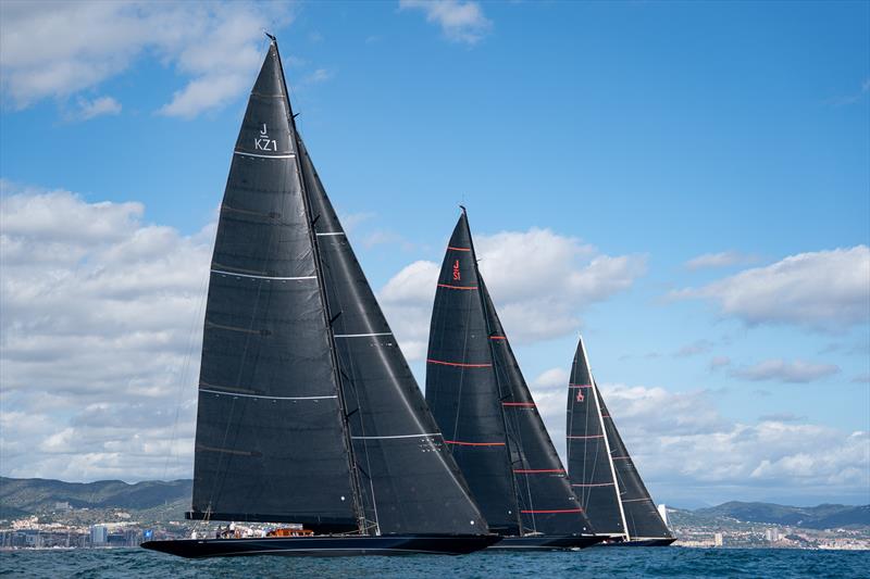 Rainbow, Velsheda, and Svea. J Class World Championship - October 8, 2024 - Barcelona photo copyright Ian Roman / America's Cup taken at Real Club Nautico de Barcelona and featuring the J Class class