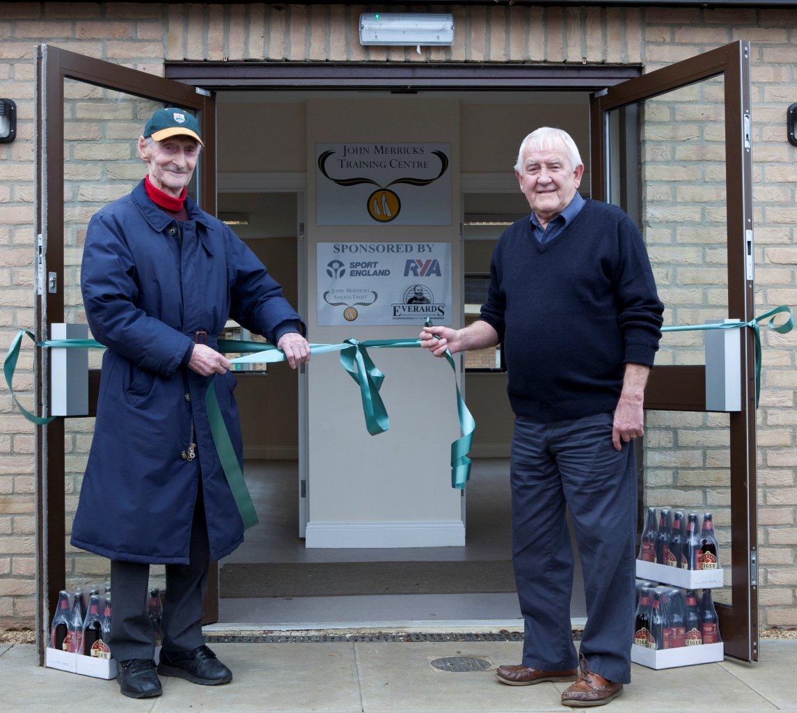 Tony Everard and Dennis Merricks open the John Merricks Training Centre photo copyright Tim Chapman taken at Rutland Sailing Club and featuring the John Merricks Sailing Trust class