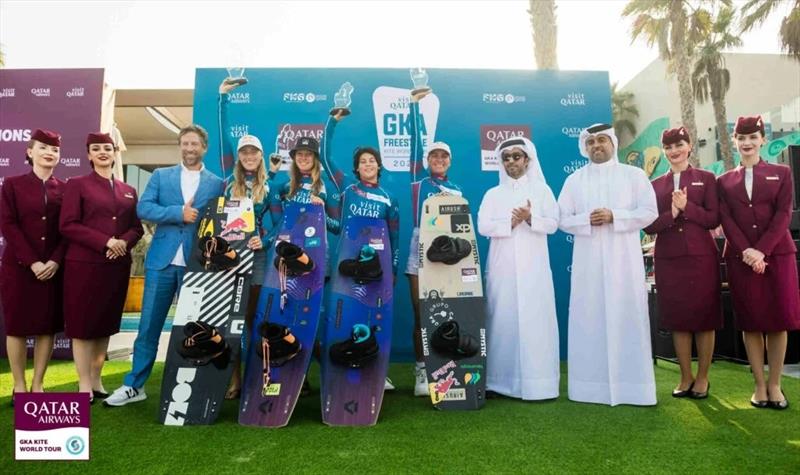 Bruna Kajiya, Mikaili Sol, Nathalie Lambrecht, Therese Taabbel - Visit Qatar GKA Freestyle Kite World Cup Finals - photo © Svetlana Romantsova