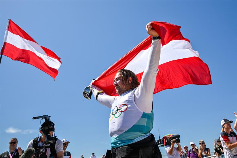 Gold for Valentin Bontus (AUT) - Men's Kite Final at Paris 2024 - photo © World Sailing / Jean-Louis Carli