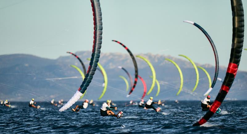 2024 KiteFoil World Series Italy - Axel Mazella with his typical 'game face', surging to the front - photo © IKA Media / Robert Hajduk