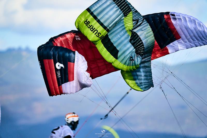 Kite tangle between Pescetto and Kampman - 2024 KiteFoil World Series Italy, Day 3 - photo © IKA Media / Robert Hajduk