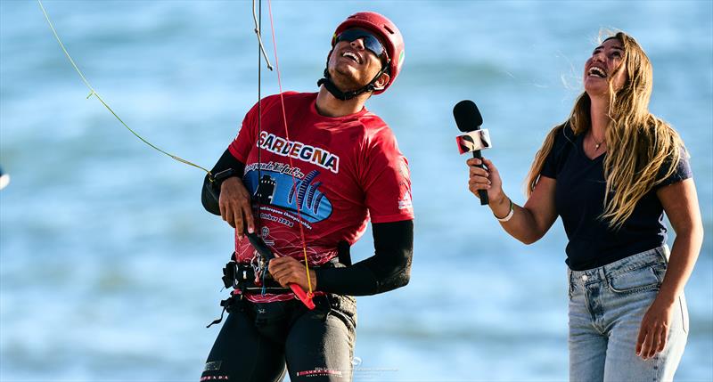 Pianossi all smiles after his best day yet at this event - 2024 Formula Kite Youth European Championships  - photo © IKA Media / Robert Hajduk