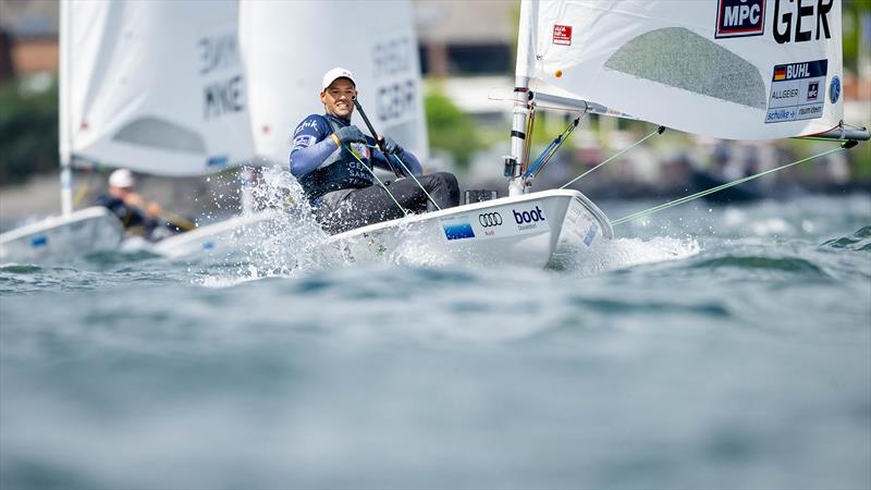 Philipp Buhl, enjoying some gloriously sunny and breeze conditions on day one of Kiel Week - photo © Sascha Klahn