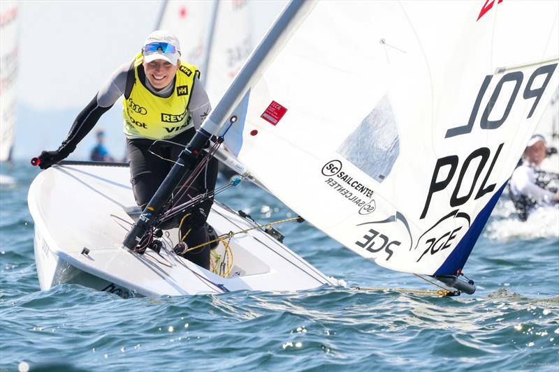 Agata Barwinska from Poland is in pole position for Kiel Week gold in the ILCA 6 singlehander fleet - photo © Christian Beeck