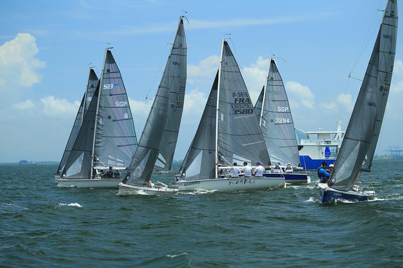 An intense SB20 fleet showdown - 25th SMU-RM Western Circuit Sailing Regatta 2024 photo copyright Howie Choo taken at  and featuring the SB20 class